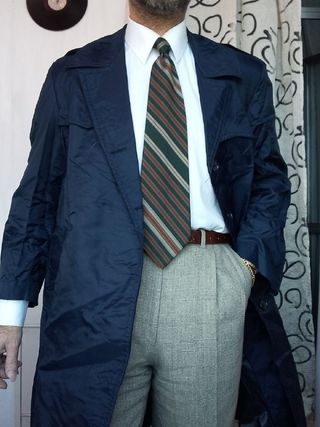 Soprabito Trench Vintage Serge Blu Navy '80 50 L