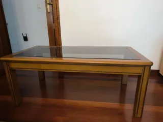 Mesita de salón madera y cristal