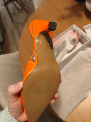 Zapatos Slingback Naranja Neón