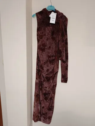 Vestido largo estampado flores flocado pañuelo