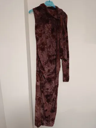 Vestido largo estampado flores flocado pañuelo