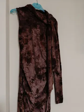 Vestido largo estampado flores flocado pañuelo