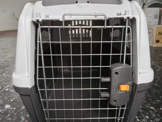 Transportín perro mediano gris y blanco