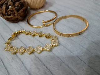 Pack 3 pulseras doradas acero inoxidable