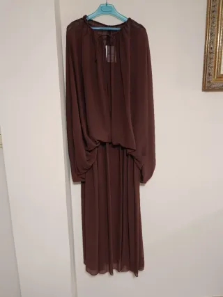 Vestido largo Zara fluido marrón talla S