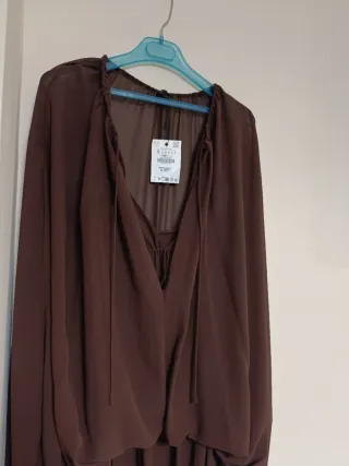 Vestido largo Zara fluido marrón talla S