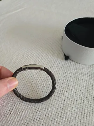 Pulsera Tous Cuero Trenzado Marrón y Plata