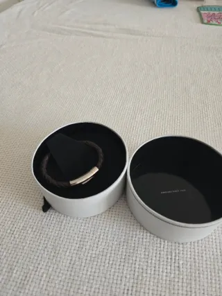 Pulsera Tous Cuero Trenzado Marrón y Plata