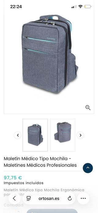 Mochila Elite Bags gris y turquesa