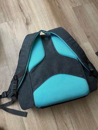 Mochila Elite Bags gris y turquesa