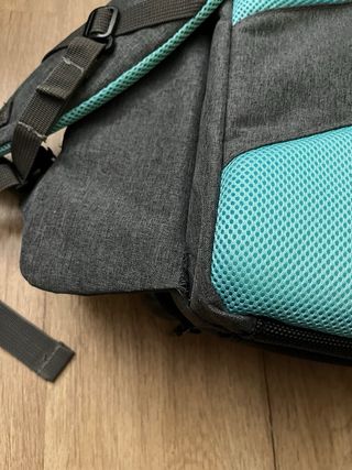 Mochila Elite Bags gris y turquesa