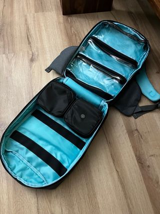 Mochila Elite Bags gris y turquesa