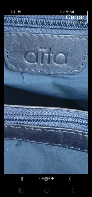 Bolso de piel auténtica gris