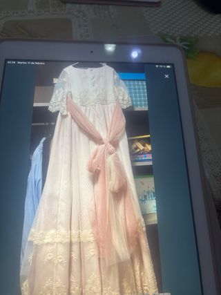 Vestido de Comunión Blanco y Rosa