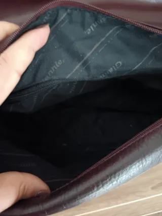 Bolso piel auténtica color berenjena