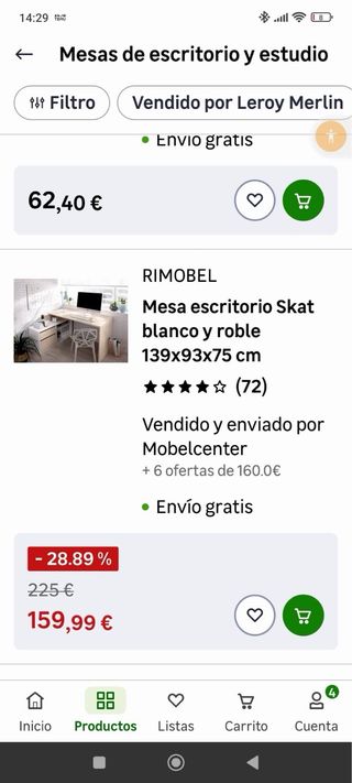 Escritorio Leroy Merlin madera claro y blanco