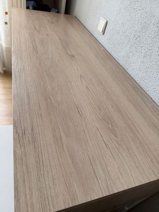 Escritorio Leroy Merlin madera claro y blanco