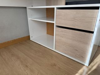 Escritorio Leroy Merlin madera claro y blanco