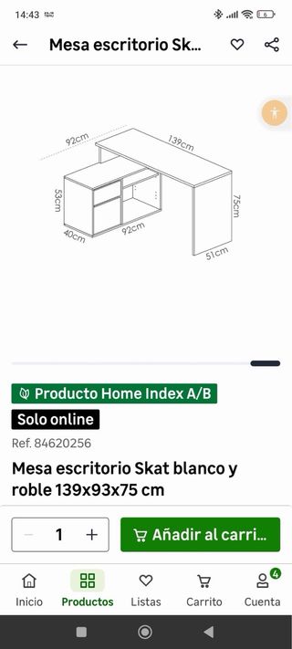 Escritorio Leroy Merlin madera claro y blanco