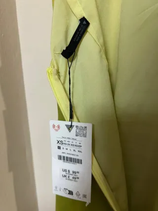 Vestido largo Zara nudo verde y amarillo T.XS