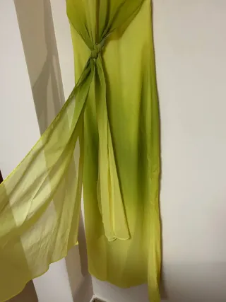 Vestido largo Zara nudo verde y amarillo T.XS