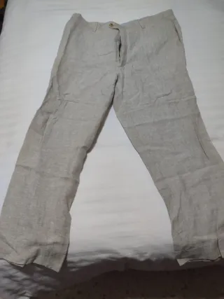 Pantalón de lino hombre beige