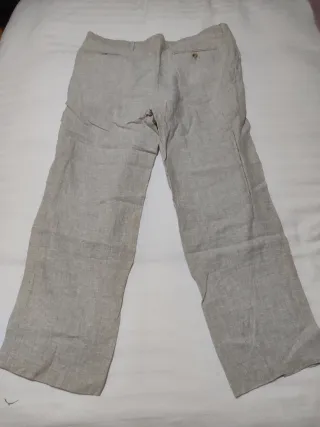 Pantalón de lino hombre beige