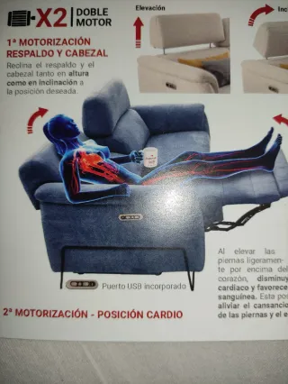 Sofá relax 2 motores tela
