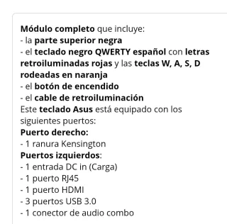 Teclado Gaming Asus FX504GM Retroiluminado