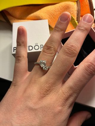 Anillo Pandora Corazón Doble Plata