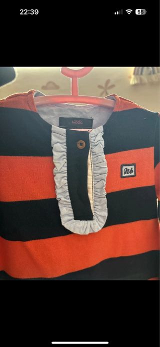 Vestido niña rayas naranja y negro