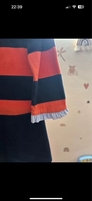 Vestido niña rayas naranja y negro