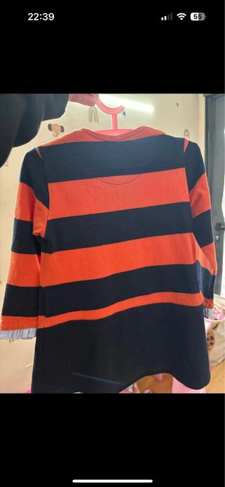 Vestido niña rayas naranja y negro