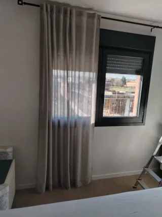 Cortinas Lino Beige/Gris Hechas a Mano