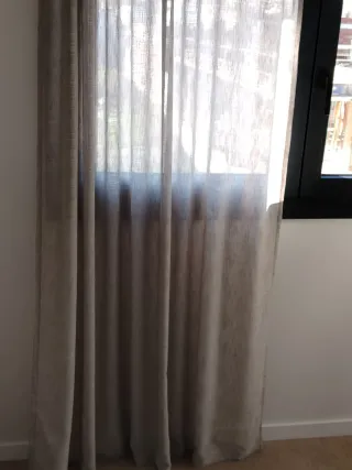 Cortinas Lino Beige/Gris Hechas a Mano