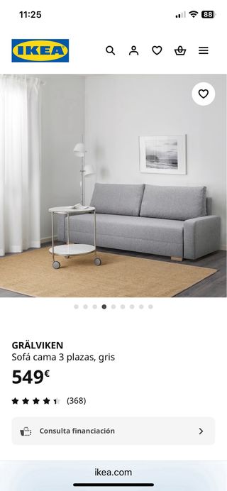 Sofá Cama Gris 3 Plazas  GRÄLVIKEN IKEA