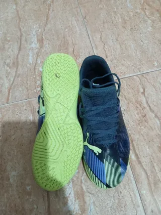 Zapatillas Futbol Niño Puma Azul/Verde