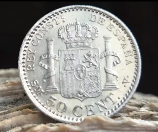 Moneda 50 Céntimos Alfonso XIII 1904 Plata