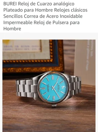 Reloj BUREI Cuarzo Analógico Hombre Azul Plateado