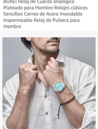 Reloj BUREI Cuarzo Analógico Hombre Azul Plateado