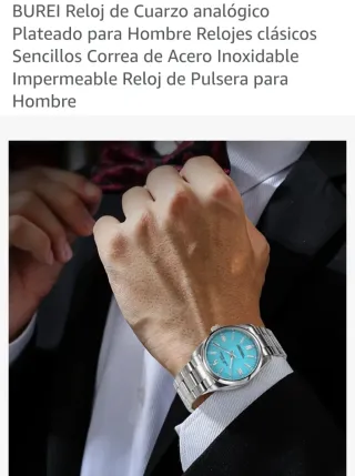 Reloj BUREI Cuarzo Analógico Hombre Azul Plateado