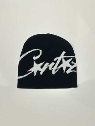 Gorros negros y grises con logo