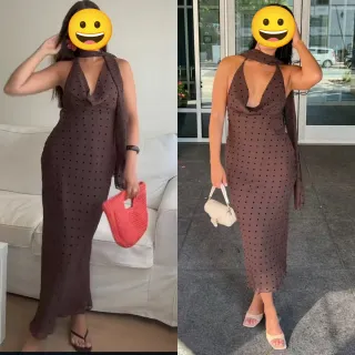 Vestido largo lunares foulard Zara talla XXL