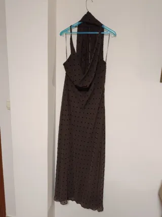 Vestido largo lunares foulard Zara talla XXL