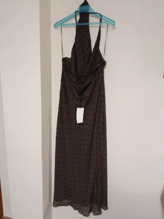 Vestido largo lunares foulard Zara talla XXL