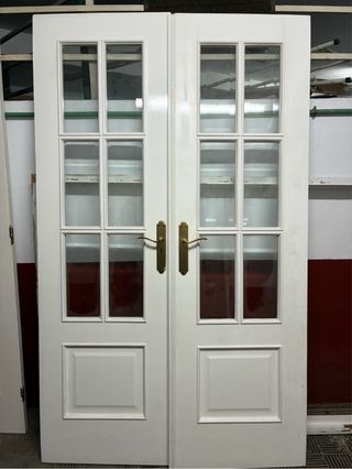 Puerta doble interior madera maciza