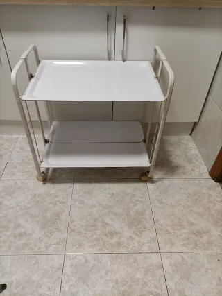 Carrito plegable vintage metal blanco Años 70