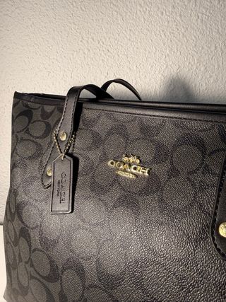 Bolso Tote Coach Monogram Negro Gris