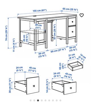 Escritorio Ikea Hemnes Madera Negro/Marrón