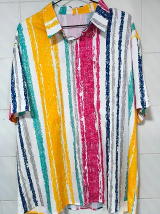 Camisa Shein Rayas Multicolor Hombre